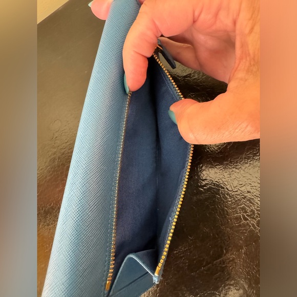 . Prada Long Saffiano Leather Triangle Wallet in Cobalt Blue - Picture 8 of 16
